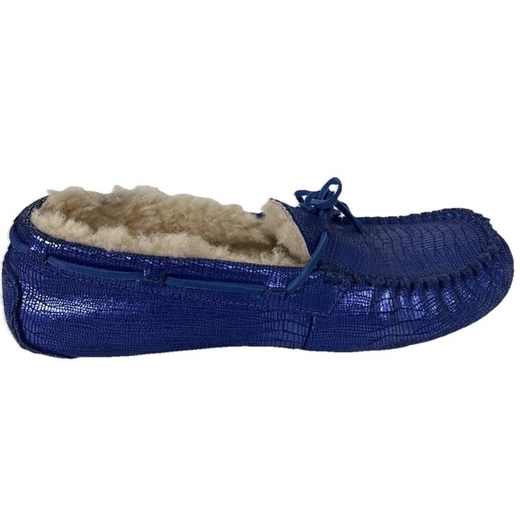 UGG Dakota Moccasin Slippers Womens 8 Blue Metallic Croc - Picture 8 of 12
